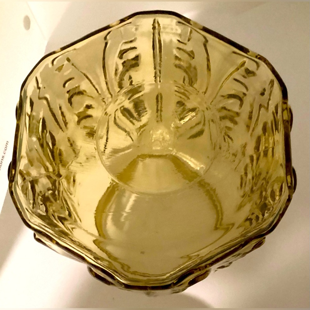VTG LE Smith Imperial Atterbury Scroll Amber Glass Canister 9" - Picture 6 of 6